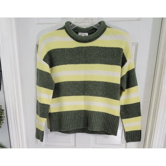 Madewell Womens Striped Green Yellow Fulton‎ Pullover Sweater Size Small NWT - Picture 3 of 9